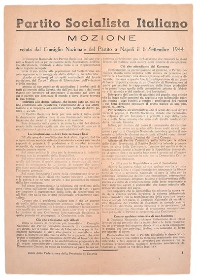 Partito Socialista Italiano, Mozione del Consiglio Nazionale (Napoli, 6 settembre 1944)