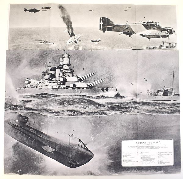 W. W. II 2 Poster di rivista militare Guerra sul Mare e Navi e aerei - Mario Guerri