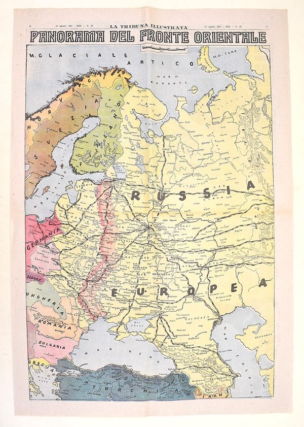 W. W. II Mappa a colori da "La Tribuna Illustrata" (1941)
