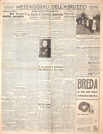 W. W. II, II Messaggero dell'Abruzzo - 1 agosto 1941, anno XIX, resoconto sull'occupazione della ...