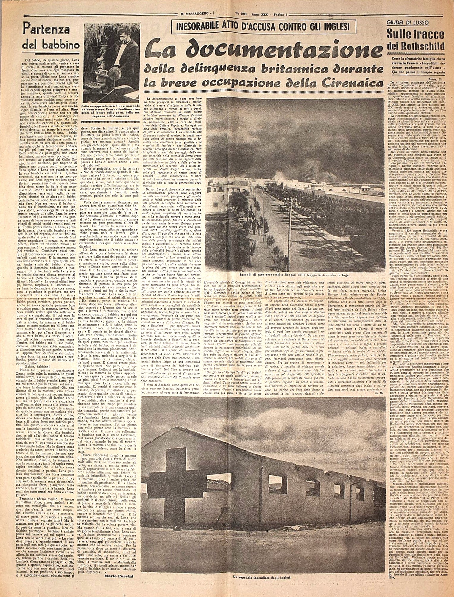 W. W. II, II Messaggero dell'Abruzzo - 1 agosto 1941, anno XIX, resoconto sull'occupazione della ...