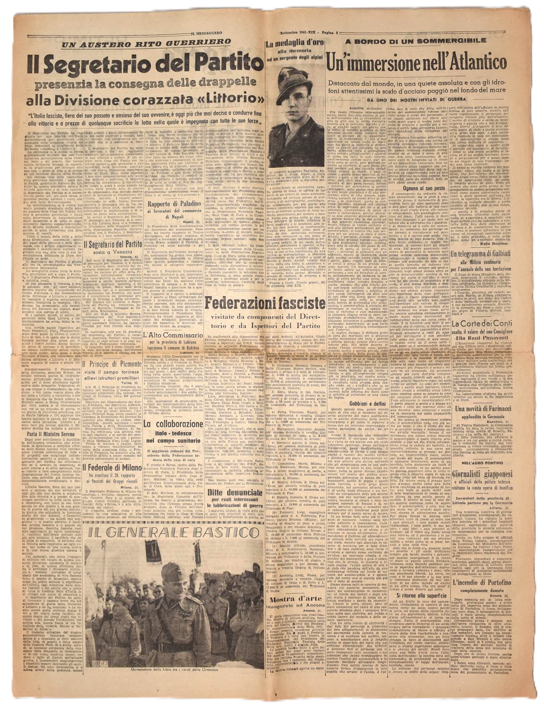 Il Messaggero, Il porto interno di Gibilterra violato da mezzi d'assalto della nostra marina, 23 ...