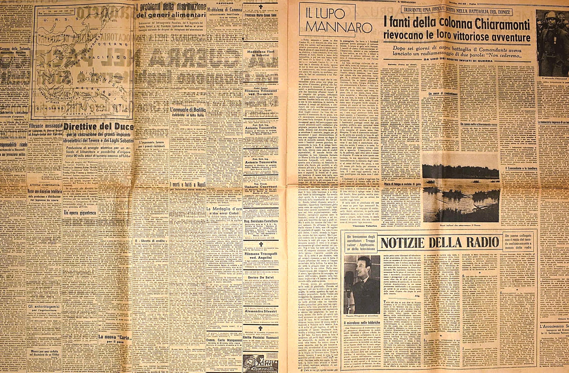 W. W. II, Il Messaggero, 9 dicembre 1941 - La Guerra nel Pacifico: Giappone, Inghilterra e Stati ...