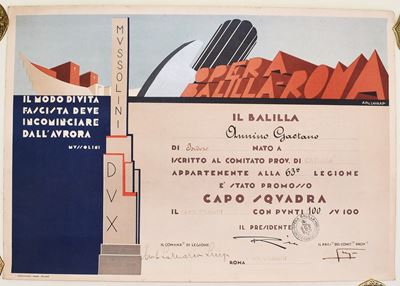 Calzavara Attilio, Pagella con grafica futurista, 1936