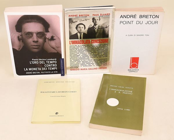 4 volumi e un opuscolo sul Surrealismo di André Breton, René Char, Paul Éluard, Simone Yoyotte e Paola Dècina Lombarda