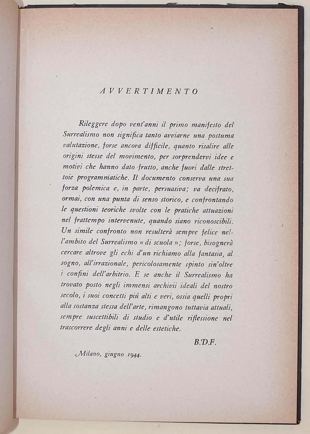 Breton, Primo manifesto del Surrealismo, Edizioni del Cavallino, 1945
