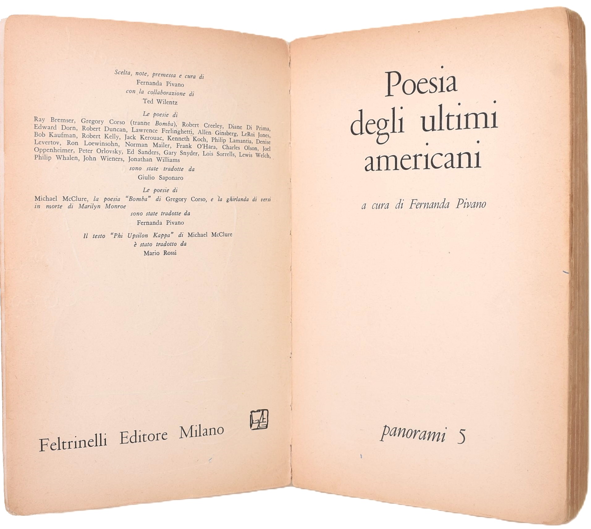 Beat Generation - Poesia degli ultimi americani a cura di Fernanda Pivano. Feltrinelli Prima ediz...