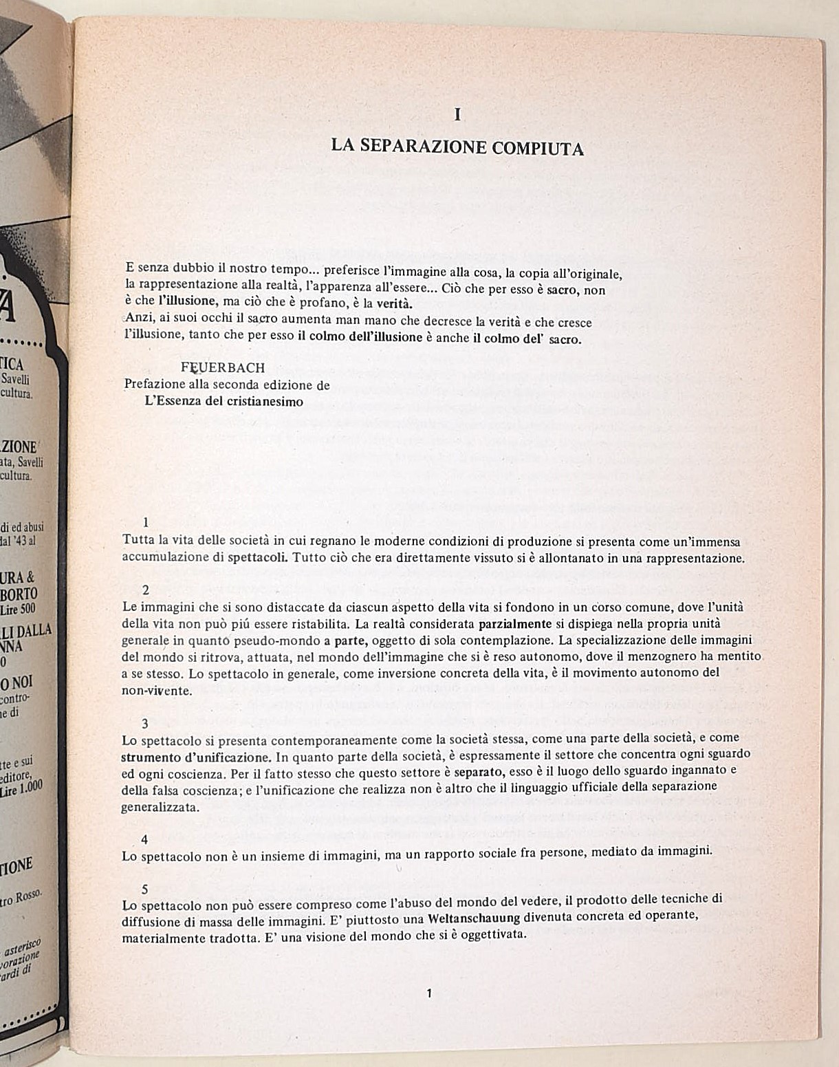 Debord, 6 opuscoli tra cui 'Il Pianeta Malato' e 'La società dello spettacolo'