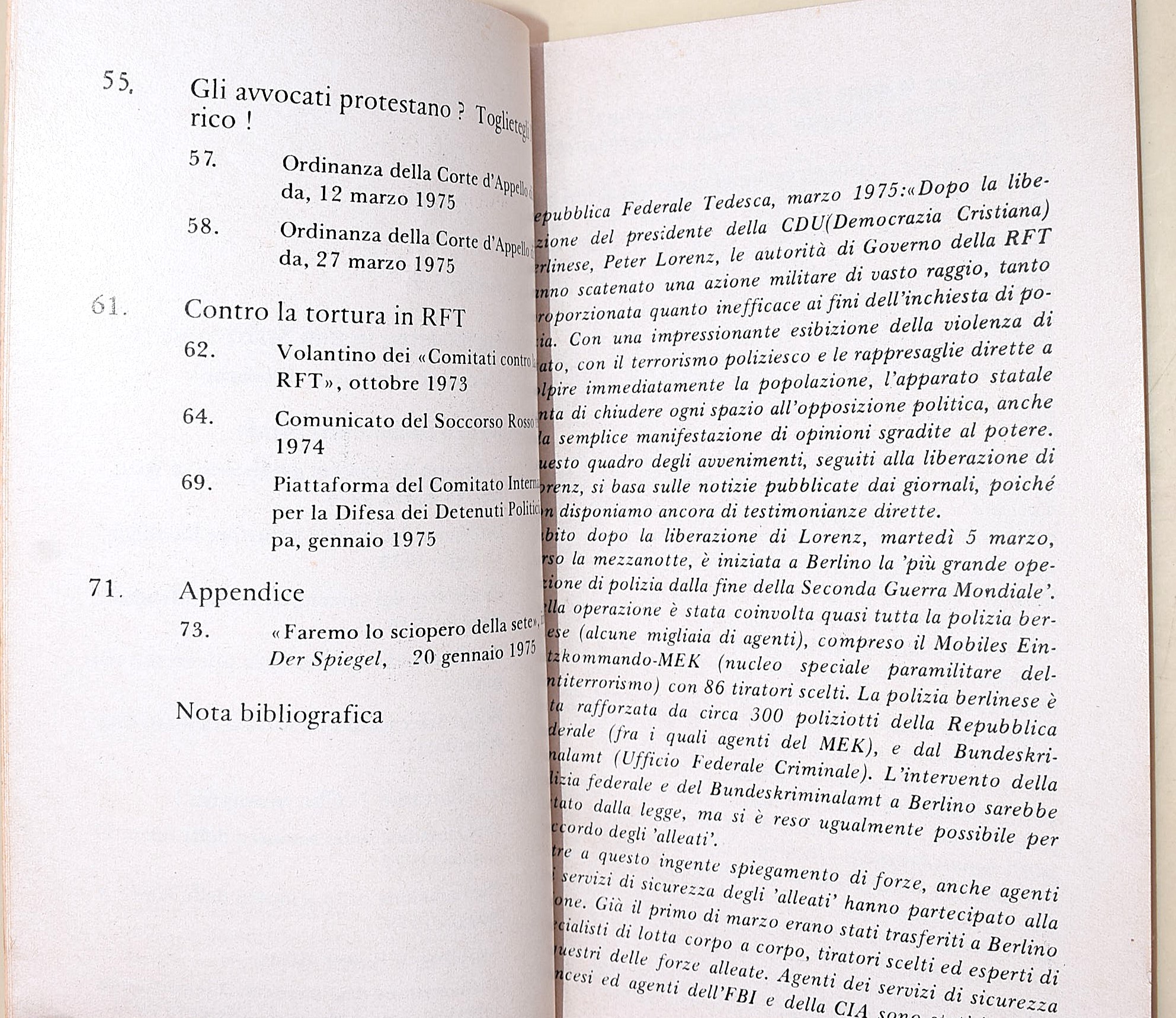 Collettivo editoriale 10/16, Tortura in RTF, opuscolo illustrato, 1975
