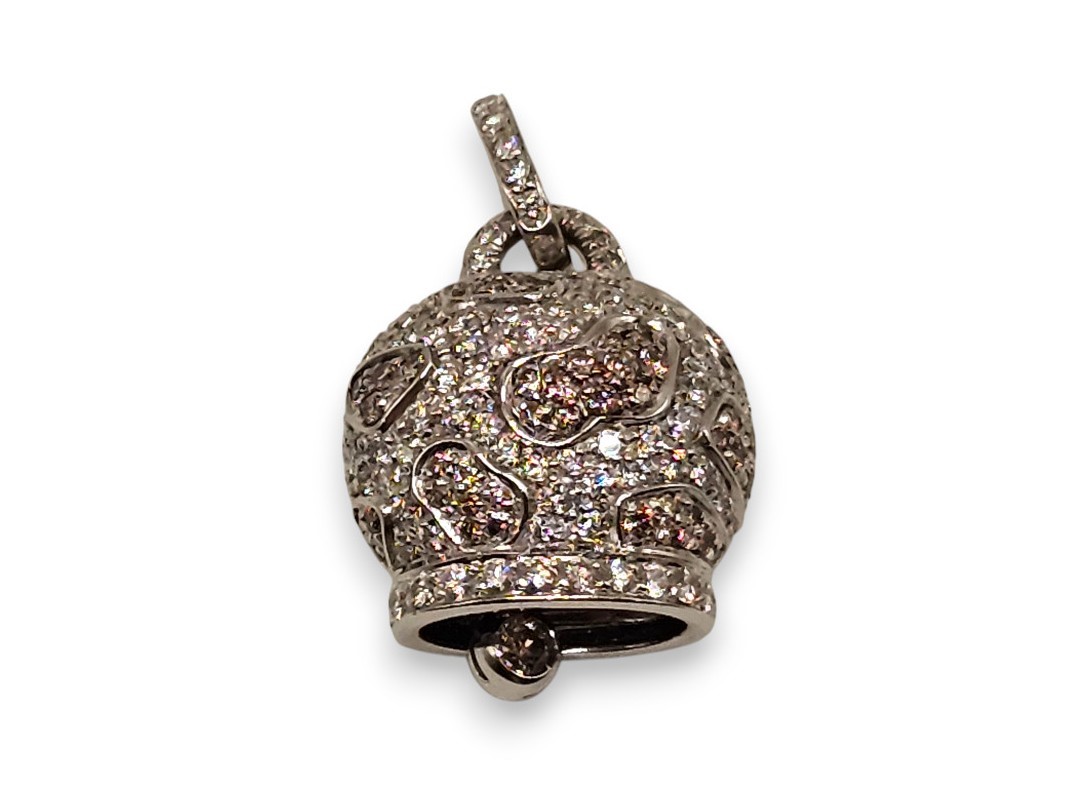 Chantecler - Pendente a campanella in oro bianco 18k con diamanti