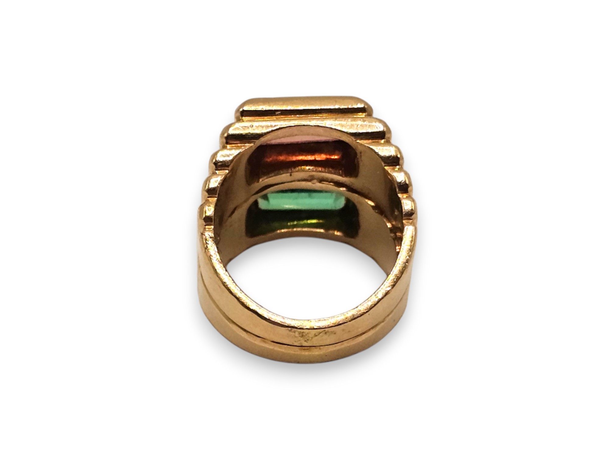 Anello in oro giallo con coppia di tormaline