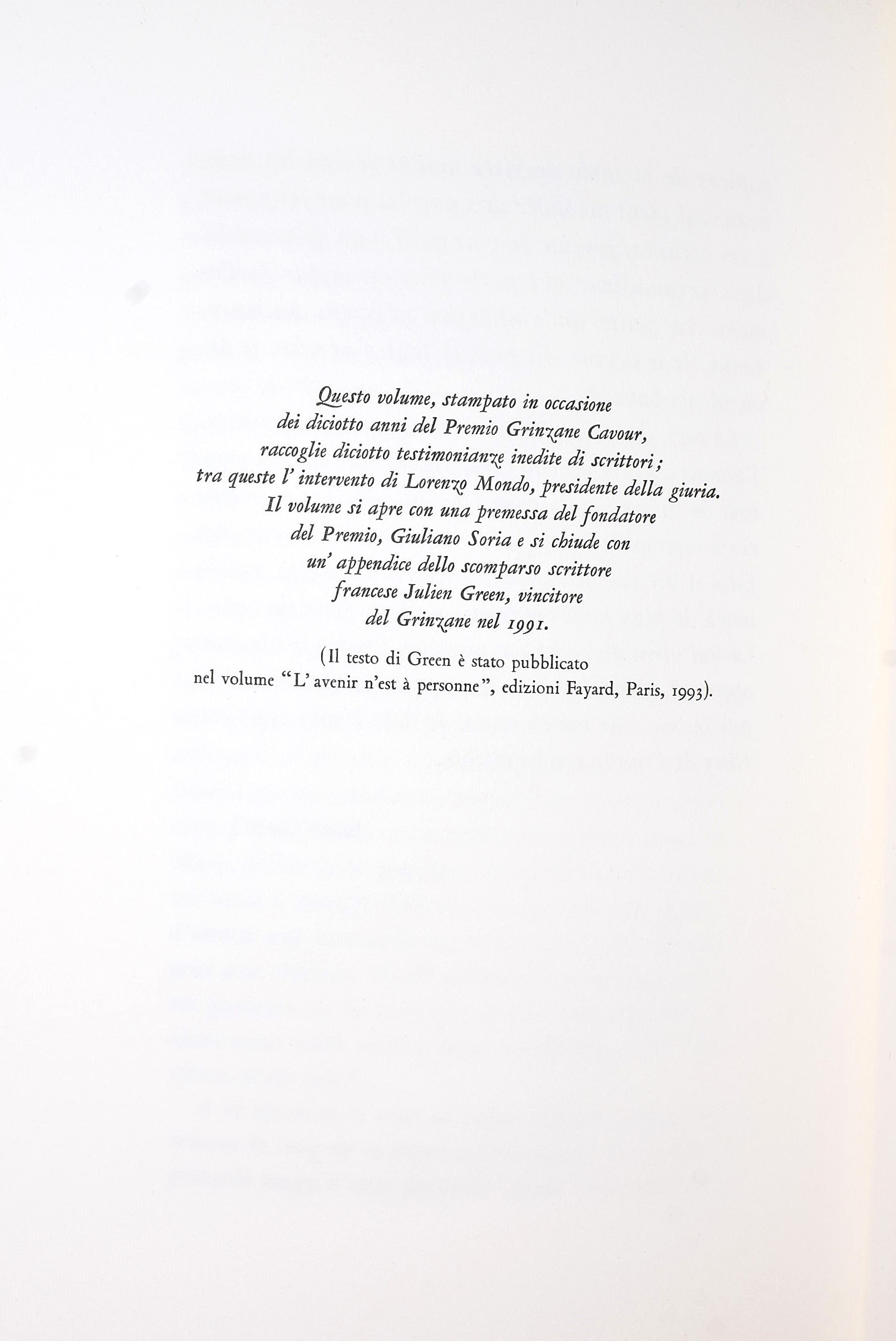 Premio Grinzane Cavour, Un passaggio un'idea: I diciotto anni del Premio Grinzane Cavour, 1999, b...