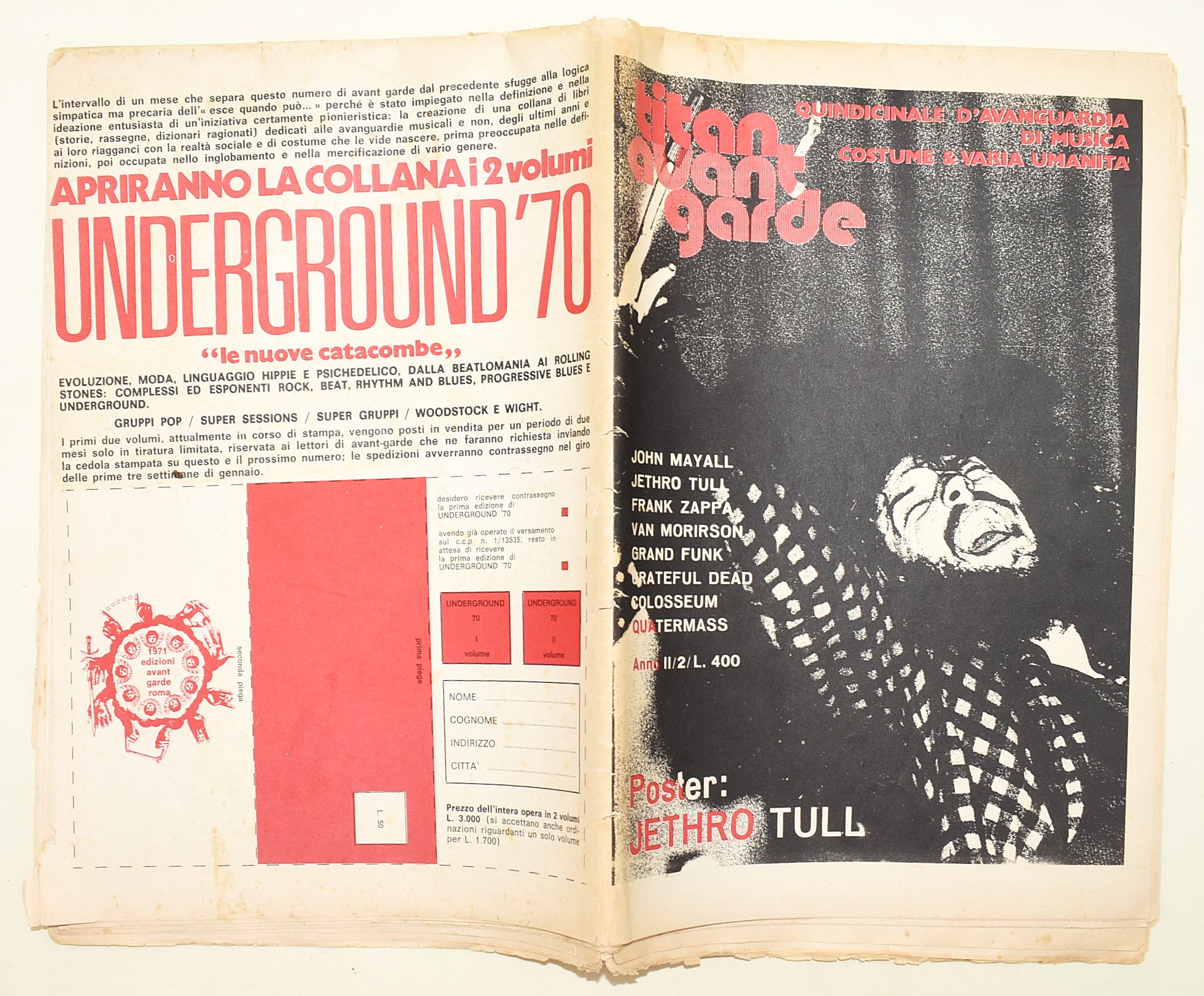 Titan Avant-Garde, Rivista d'Avanguardia di Musica e Costume, Anno II/2 (1971) con Poster Jethro ...