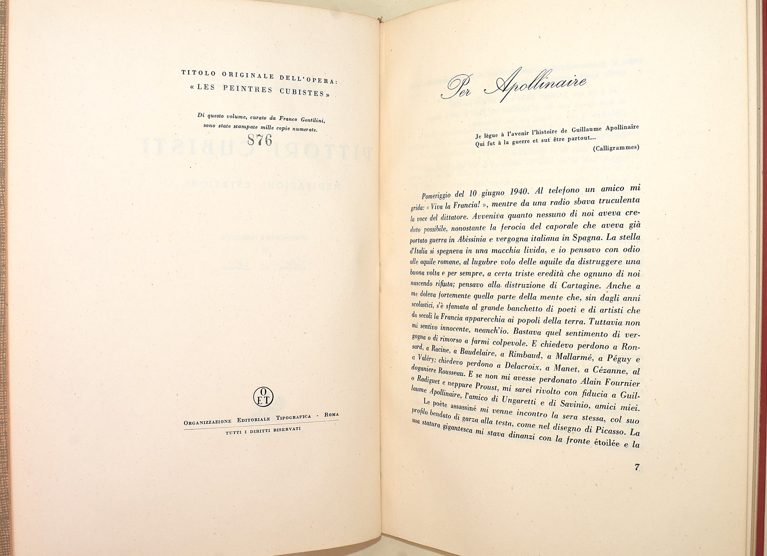 Apollinaire, Guillaume: Pittori cubisti - Volume critico con illustrazioni