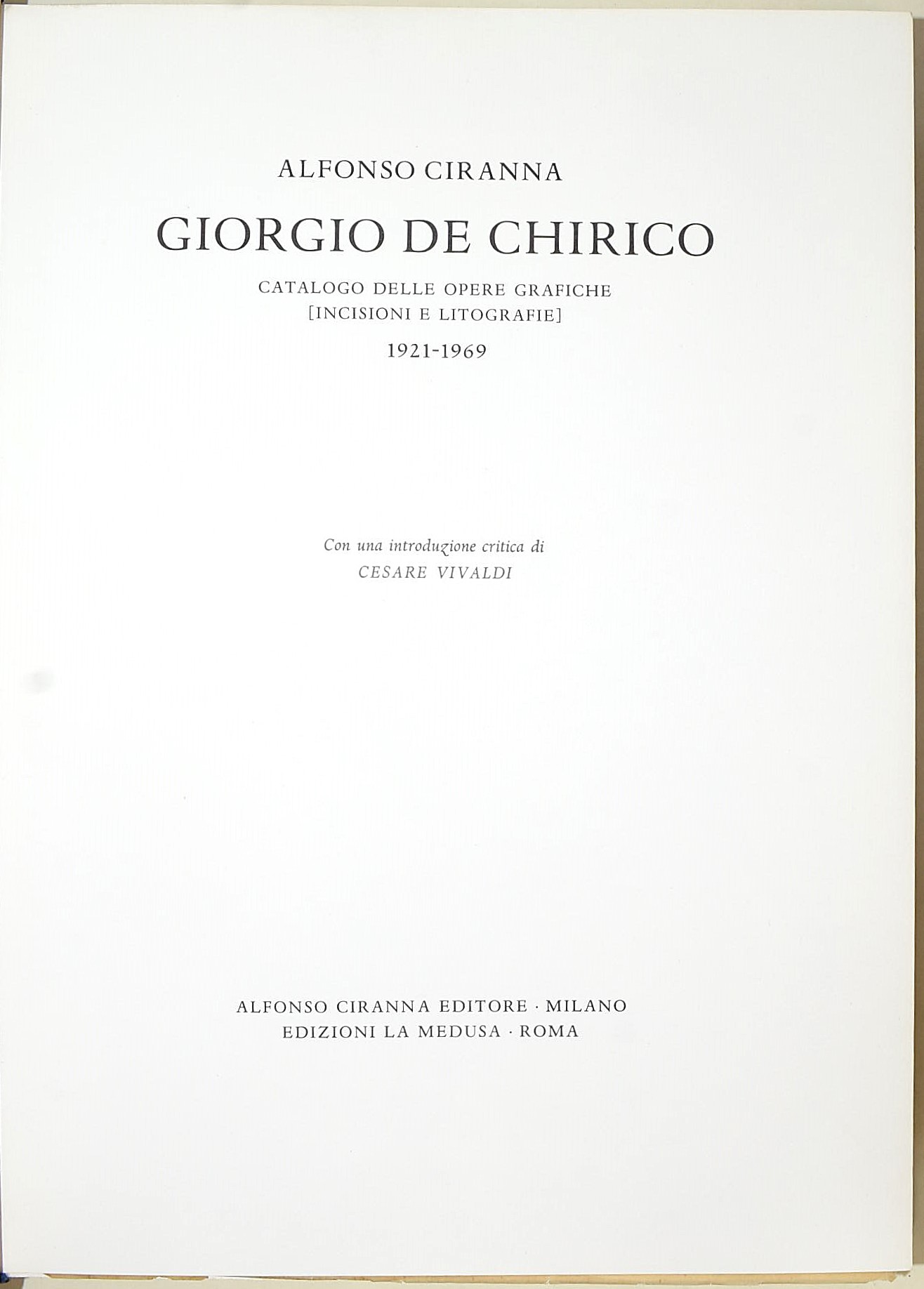 Giorgio de Chirico, Catalogo dell'opera grafica 1921-1969, n. 360/1500 litografia firmata