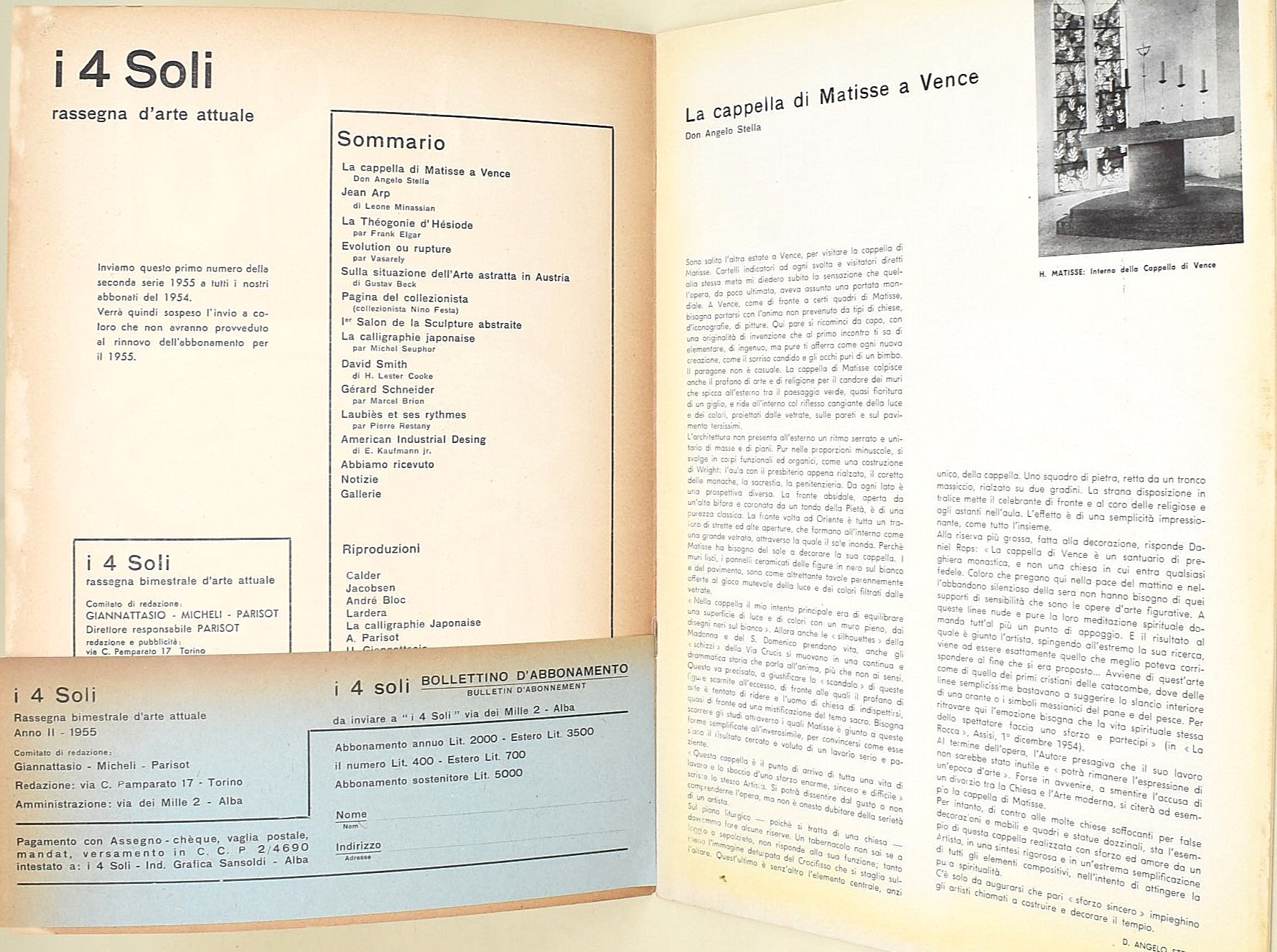 I 4 Soli, Rassegna d'arte attuale, Anno II, Numero 1, gennaio-febbraio 1955