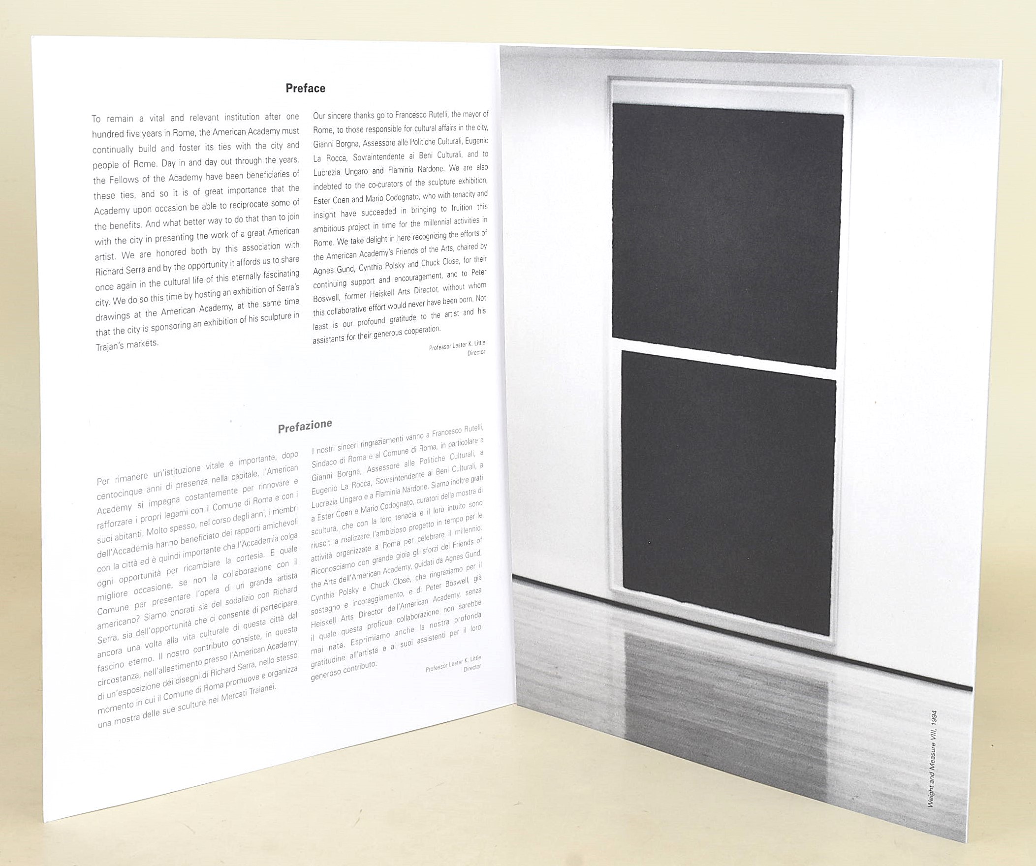 Richard Serra, Catalogo e depliant con 11 tavole illustrative (1999)