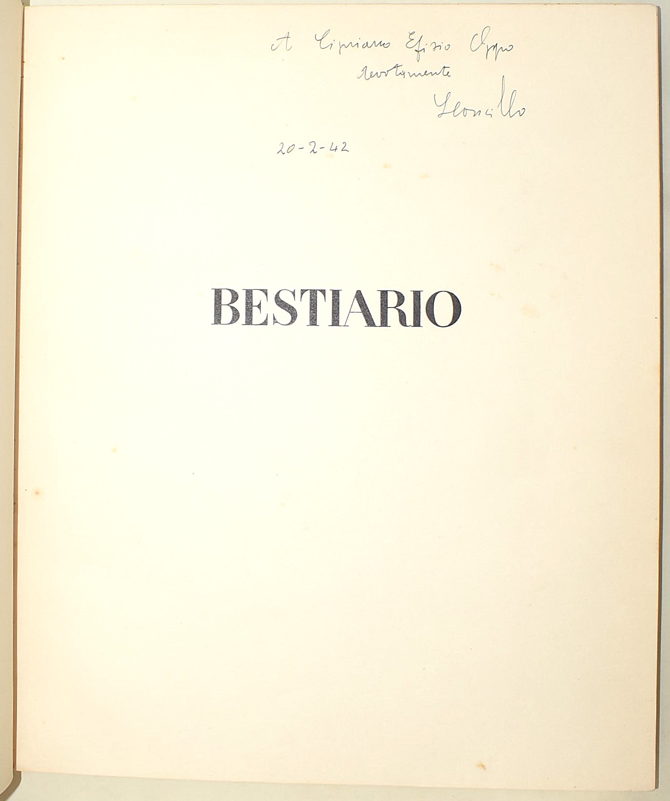 Leoncillo, Bestiario: Edizioni della Chimera, 1941 - 20 litografie firmate da Clerici con dedica ...