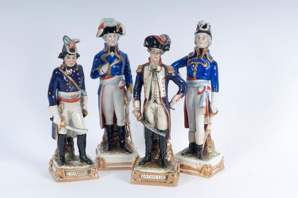 Lotto di quattro porcellane policrome