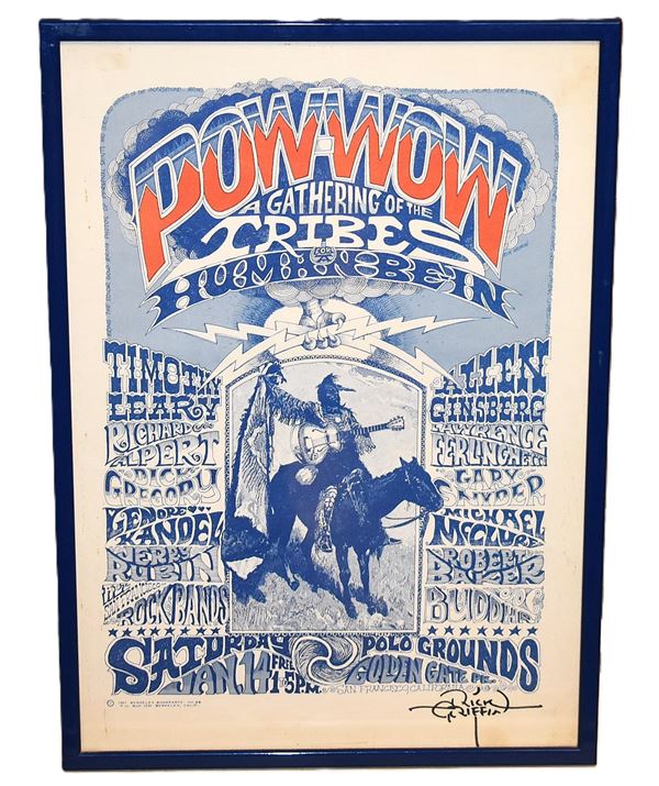 POSTER Rick GRIFFIN: Pow-Wow, A gathering of the Tribes for Human be-in 1967 (signed)
