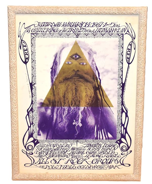 POSTER PSICHEDELICO Allen Ginsberg  / Stanley Mouse: A gathering of the tribe for a human be in 1967 (signed)