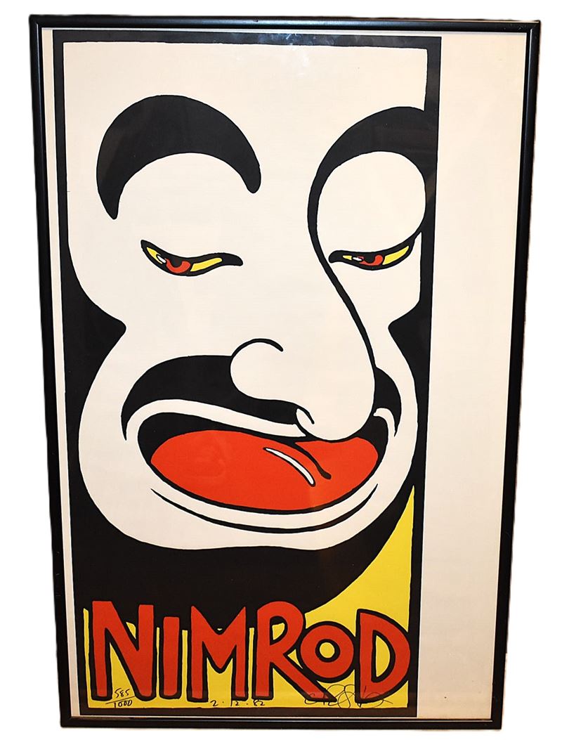 Martin Sharp, Nimrod (Mo), serigrafia a edizione limitata 585/1000, firmata e datata 2.12.82