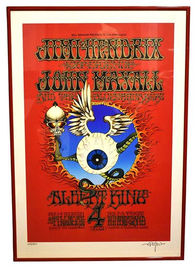 Rick Griffin, Jimi Hendrix Flying Eyeball, Poster silkscreen, 1968, firmato e numerato