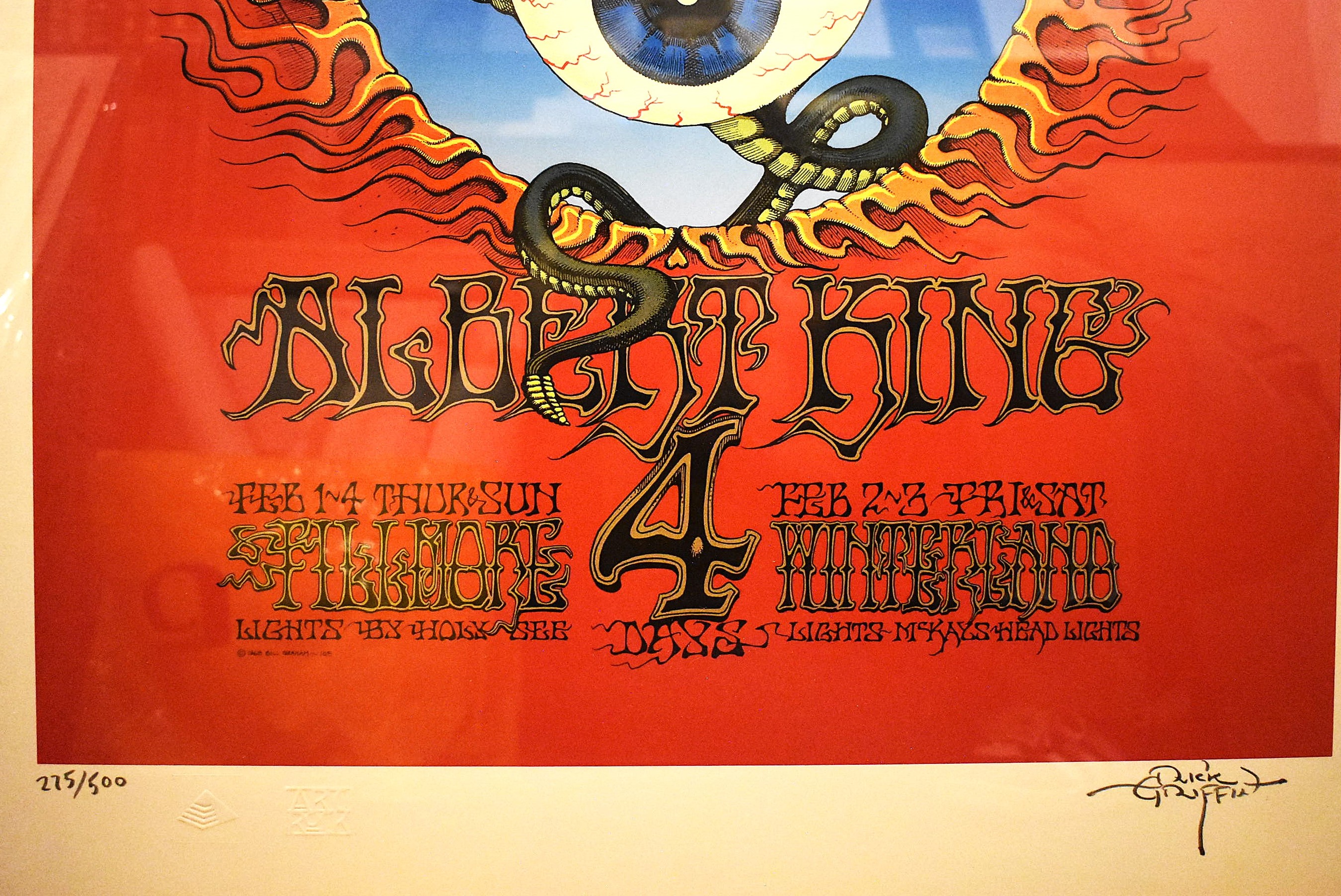 Rick Griffin, Jimi Hendrix Flying Eyeball, Poster silkscreen, 1968, firmato e numerato