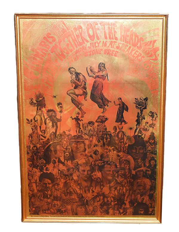POSTER PSICHEDELICO Martin SHARP (1942–2013): The Putting Together of the Heads Cannabis Rally Hyde Park 1967 UK