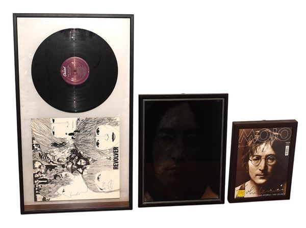 BEATLES / JOHN LENNON: Revolver LP + Ritratto Specchio + Rivista Mojo 2000