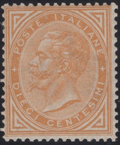 Regno Italiana, D.L.R. 10 cent. giallo ocra di Torino, 1863