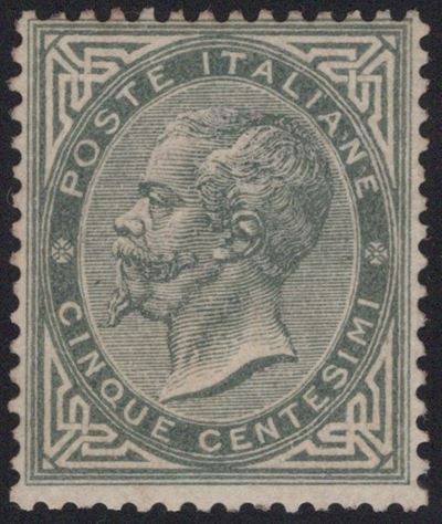 Regno d'Italia, D.L.R. 5 cent. tir. di Torino, 1863, nuovo con gomma integra