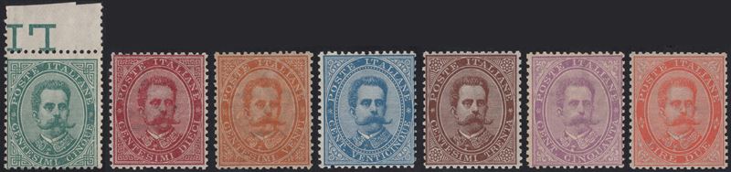 Regno - Umberto I, Effige n.37/43, serie nuova con gomma integra