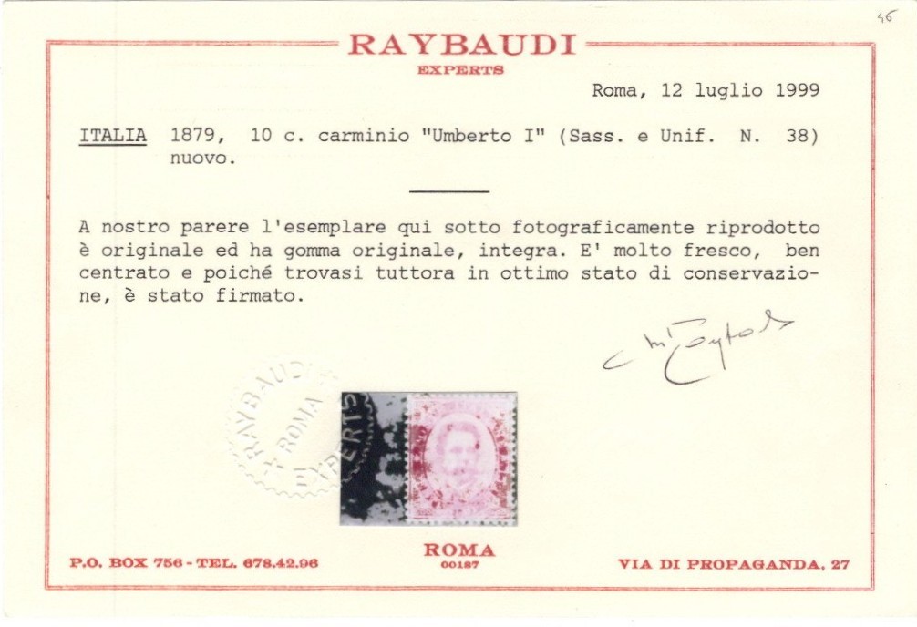 Regno - Umberto I, Effige n.37/43, serie nuova con gomma integra