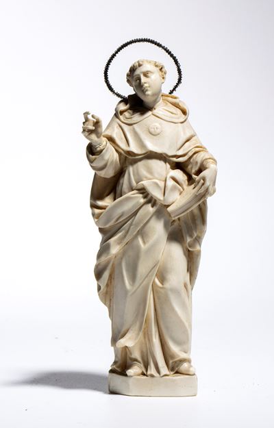 Scultura devozionale, San Tommaso d’Aquino, scultura in avorio a tutto tondo (Sicilia, fine XVII-...