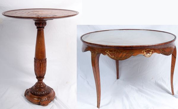Lotto di due tavolini tondi