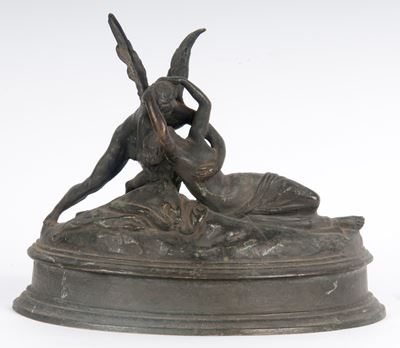 Scultore del XIX secolo, Amore e Psiche, scultura in bronzo