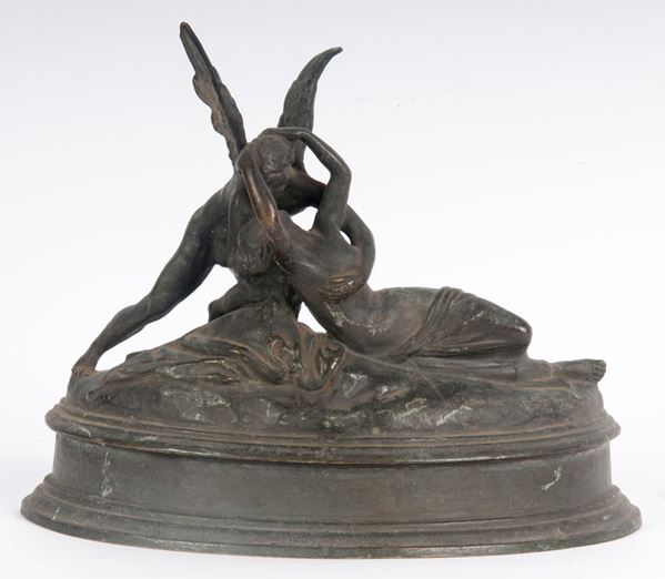 Amore e psiche, scultura in bronzo