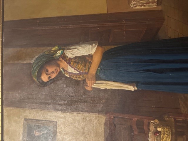 Artista italiano, La domestica, olio su tela, 68 x 50 cm, fine XIX - inizio XX secolo