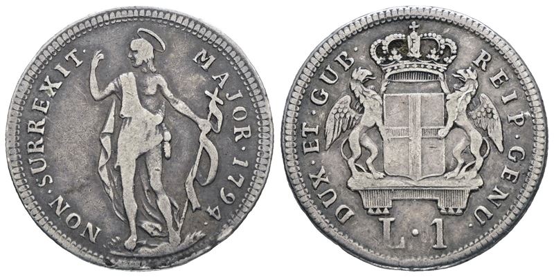 GENOVA, Dogi Biennali, 1 Lira 1794, Ag, 4,14 gr, Mir 354/a1