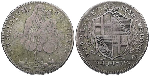 BOLOGNA. Governo Popolare (1796-1797). Scudo da 10 paoli 1797. Ag; 29gr; Gig. 7; Q.BB