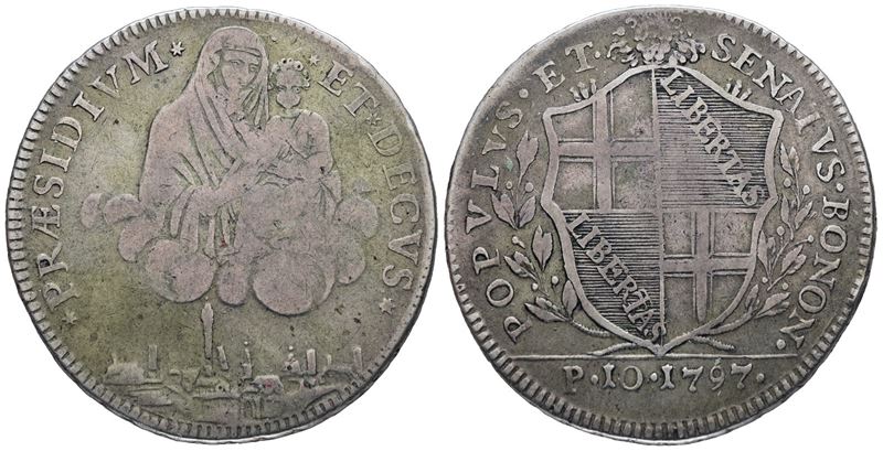 BOLOGNA, Scudo da 10 paoli (1797), Ag, 29 gr, Gig. 7, Q.BB