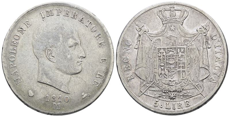 Napoleone I, Moneta da 5 lire, Regno d'Italia, 1810