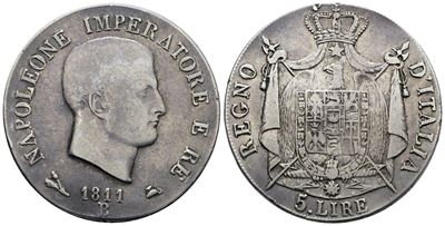 Napoleone I, 5 lire 1810 I tipo