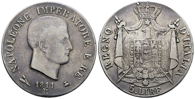 Napoleone I, 5 lire 1810 I tipo