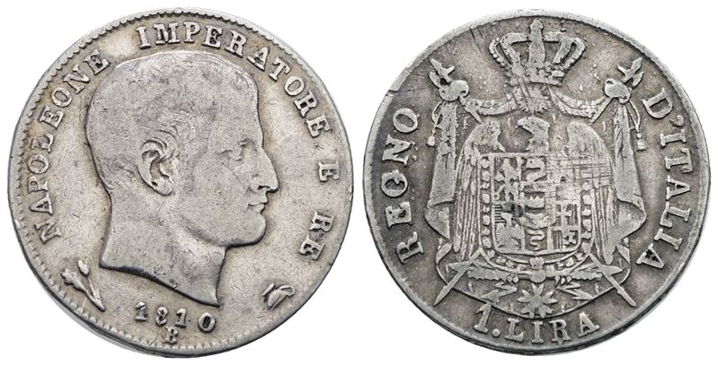 Napoleone I, 1 lira 1810, Regno d'Italia, Ag, 5 gr.
