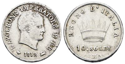 Napoleone I, Moneta da 10 soldi del Regno d'Italia 1812