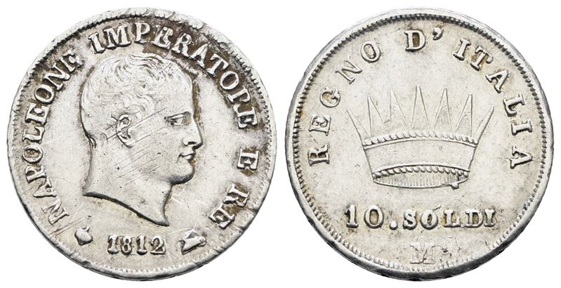 Milano. Regno D'italia. Napoleone i (1805-1814). 10 Soldi 1812. Ag; 2,5gr; Gig.181; Nc; Bb+