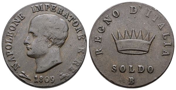 BOLOGNA. Regno d'Italia. Napoleone I (1805-1814). Soldo 1809. Cu; 10,95gr; Gig.209; Q.BB