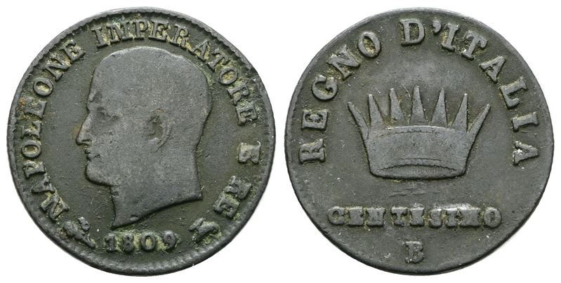 Regno d'Italia, Napoleone I (1805-1814), 1 centesimo 1809, rame